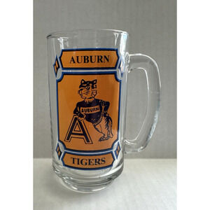 Auburn University Tigers Glass Beer Stein Mug Retro Mascot Logo War Eagle VTG